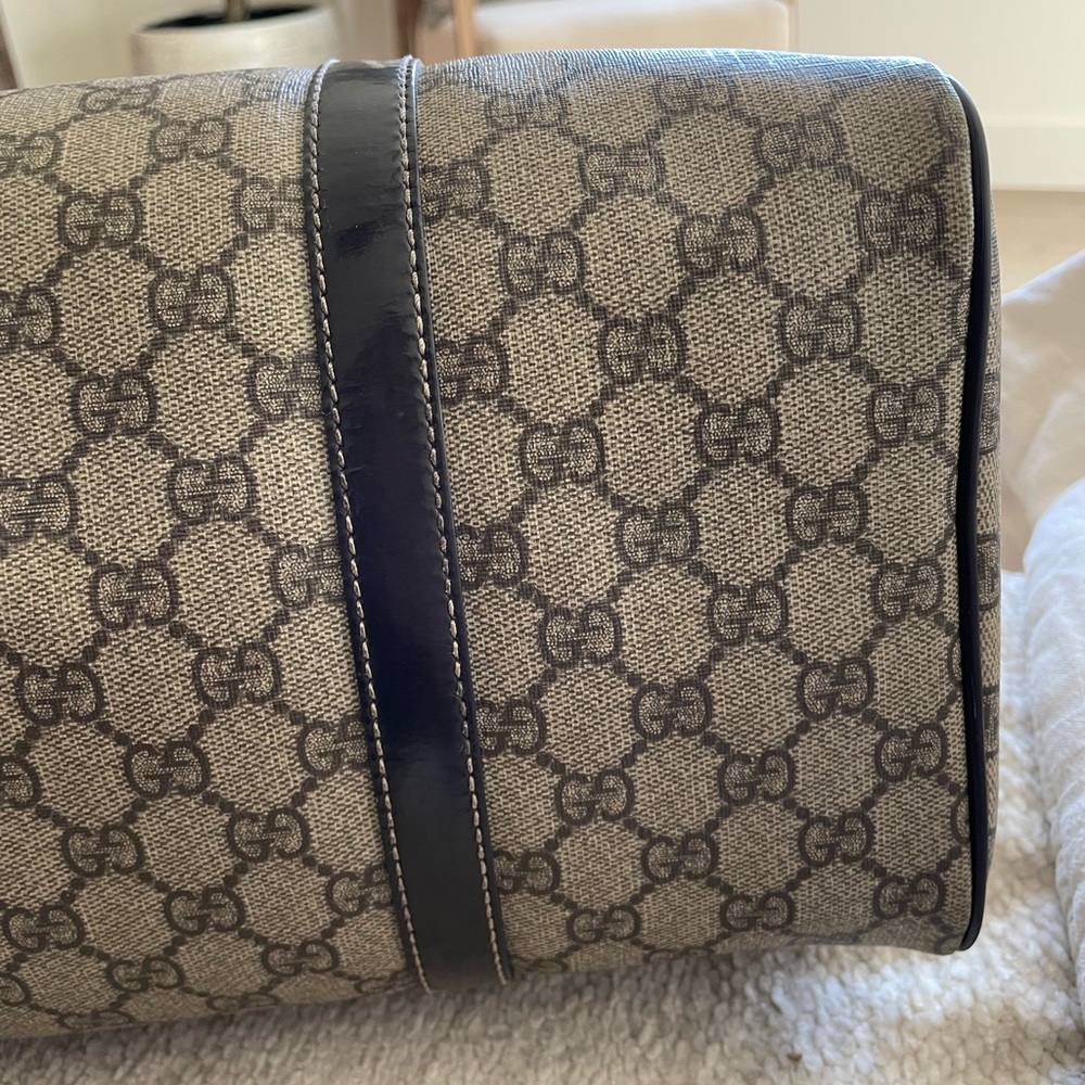 Vintage GUCCI Boston Bag in beige canvas and brown leather - Picture 9 of 17
